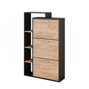 Wywrotka na buty Orlando Złoty dąb power/antracyt 80 x 128.3 cm z 3 przegrodami Vicco