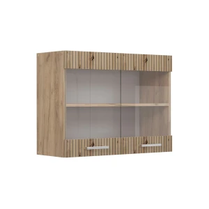 Armário de vidro de cozinha R-Line Carvalho artesanal 80 cm Vicco