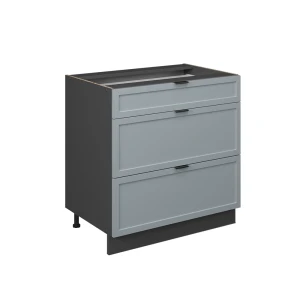 Küchenunterschrank Fame-Line Hellblau-grau 80 cm mit 3 Schubladen, ohne Arbeitsplatte Vicco