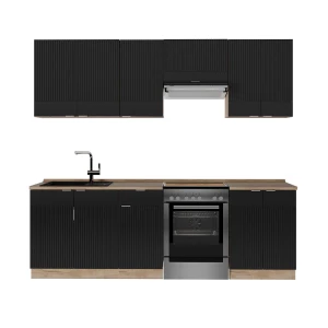 Køkkenrække Fame-Line Sortstribet/gyldent egetræ 240 cm , BP Eg Vicco