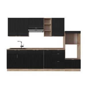 Køkkenrække Fame-Line Sortstribet/gyldent egetræ 280 cm , BP Eg Vicco