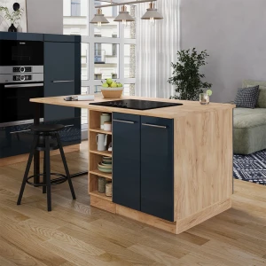 Kücheninsel Fame-Line Dunkelblau Hochglanz 90 cm ohne Arbeitsplatte livinity®