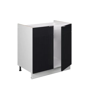 Spülenunterschrank Fame-Line Schwarz gestreift 80 cm ohne Arbeitsplatte livinity®