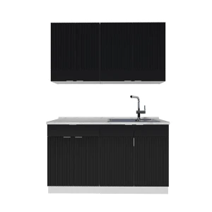 Singlekøkken Fame-Line Sort stribet/hvid 140 cm uden bordplade Vicco