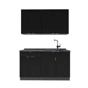 Singlekøkken Fame-Line Sort stribet/antracit 140 cm , BP Antracit Vicco