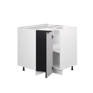 Eckunterschrank Fame-Line Schwarz gestreift 80.5 cm ohne Arbeitsplatte livinity®
