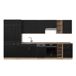 Køkkenrække Fame-Line Sortstribet/gyldent egetræ 355 cm , BP Eg Vicco