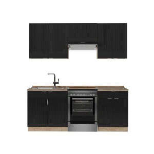 Køkkenrække Fame-Line Sortstribet/gyldent egetræ 200 cm , BP Eg Vicco