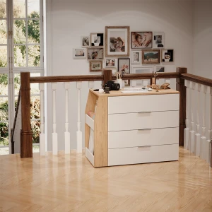 Basteltisch Iva Weiß 98.5-167.5 x 80 x 47 cm ausklappbar, 4 Schubladen livinity®