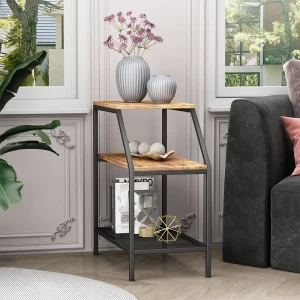 Anstelltisch  Fyrk Eiche rustikal 30 x 60 cm mit 2 offenen Ablagen livinity®