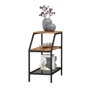Sofabord Fyrk Rustikt egetræ 30 x 60 cm med 2 åbne rum Vicco