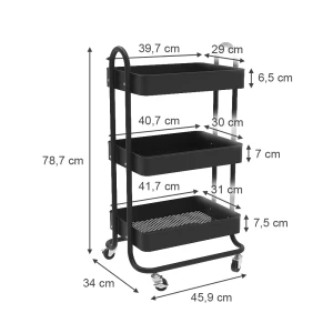 Rollcontainer Tron Schwarz 45.9 x 78.7 cm Vicco