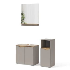 Vaskeskab  Marelle Greige 3 stykker, med midi-kabinet Vicco