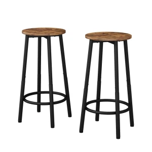 Barstol sæt af 2 Edmonton Rustikt egetræ 31.5 x 64 cm 2 dele Vicco