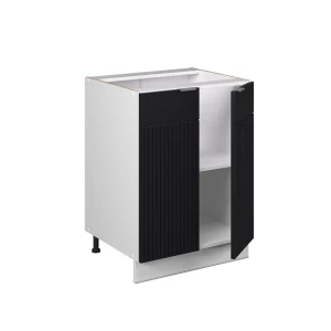 Küchenunterschrank Fame-Line Schwarz gestreift 60 cm ohne Arbeitsplatte livinity®