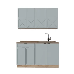 Yhden hengen keittiö Fame-Line Vaalean siniharmaa/Goldkraft tammi 140 cm , AP Oak Vicco