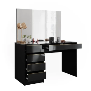 Toaletka Sherry Czarny/złoty 120 cm z lustrem Vicco