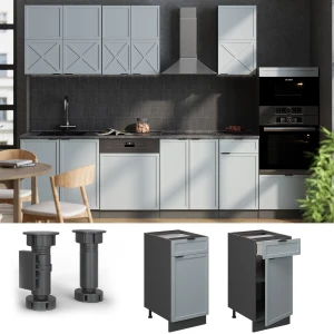 Küchenunterschrank Fame-Line Hellblau-grau 40 cm , AP Marmor livinity®
