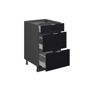 Küchenunterschrank Fame-Line Schwarz gestreift 50 cm ohne Arbeitsplatte livinity®