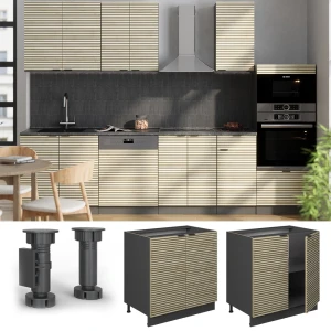 Spülenunterschrank Fame-Line Eiche Paneel 80 cm mit Regal, AP Marmor livinity®