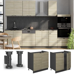 Spülenunterschrank Fame-Line Eiche Paneel 80 cm , AP Marmor livinity®