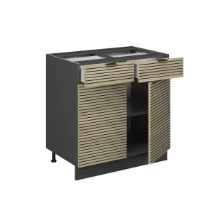 Küchenunterschrank Fame-Line Eiche Paneel 80 cm ohne Arbeitsplatte livinity®