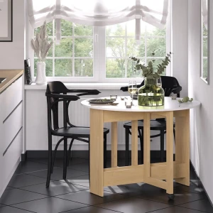 Esstisch Rondo Goldkraft Eiche/Weiß 20-100 x 100 cm ausklappbar livinity®