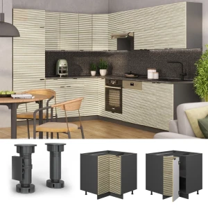 Eckunterschrank Fame-Line Eiche Paneel 80.5 cm , AP Marmor livinity®