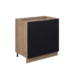 Køkkenskab Fame-Line Sort stribet 80 cm med hylde, uden bordplade Vicco