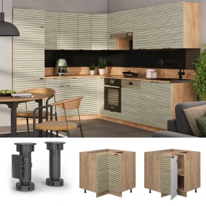 Eckunterschrank Fame-Line Eiche Paneel 80.5 cm , AP Marmor livinity®