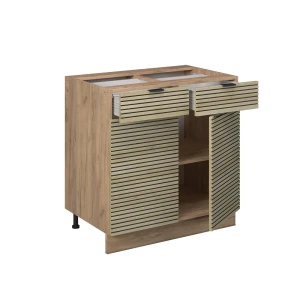 Küchenunterschrank Fame-Line Eiche Paneel 80 cm ohne Arbeitsplatte livinity®