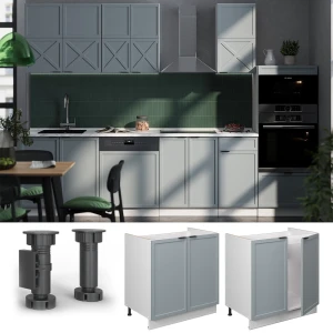 Spülenunterschrank Fame-Line Hellblau-grau 80 cm , AP Marmor livinity®