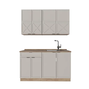 Singlekøkken Fame-Line Grå/beige/gylden eg 140 cm , BP Eg Vicco