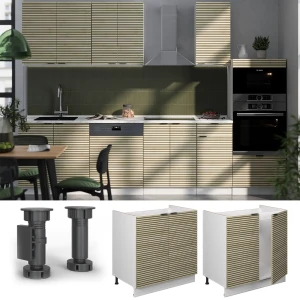 Spülenunterschrank Fame-Line Eiche Paneel 80 cm , AP Marmor livinity®