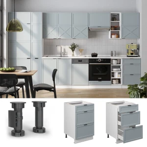 Küchenunterschrank Fame-Line Hellblau-grau 50 cm , AP Goldkraft livinity®