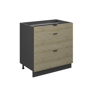 Køkkenskab Fame-Line Panel i eg 80 cm med 3 skuffer, uden bordplade Vicco
