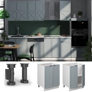 Küchenunterschrank Fame-Line Hellblau-grau 60 cm , AP Anthrazit livinity®