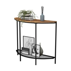 Console tafel Fyrk Eiken rustiek 92 x 81.5 cm met één open schap Vicco