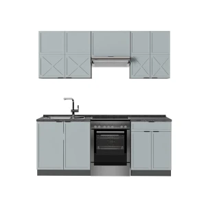 Cuisine Fame-Line Bleu clair-gris/anthracite 200cm , PT Anthracite Vicco