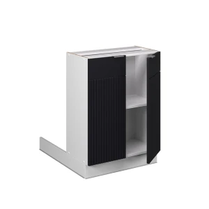 Regalinselunterschrank Fame-Line Schwarz gestreift 60 cm ohne Arbeitsplatte livinity®