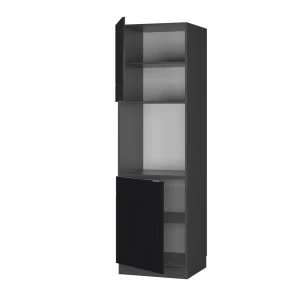 Herdumbauschrank Fame-Line Schwarz gestreift 60 cm offen livinity®