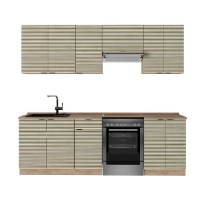 Küchenzeile Fame-Line Eiche Paneel/Goldkraft Eiche 240 cm , AP Eiche Vicco