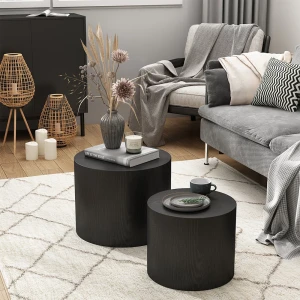 Couchtisch-Set Giva Schwarz 48 x 48 cm livinity®