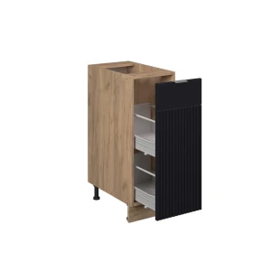 Apothekerschrank Fame-Line Schwarz gestreift 30 cm ohne Arbeitsplatte livinity®
