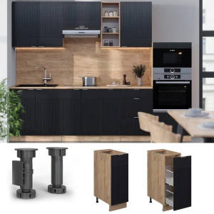 Apothekerschrank Fame-Line Schwarz gestreift 30 cm , AP Anthrazit livinity®