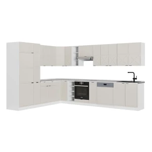 Hjørnekøkken Fame-Line Grå/beige/hvid 347 x 46 cm uden bordplade Vicco