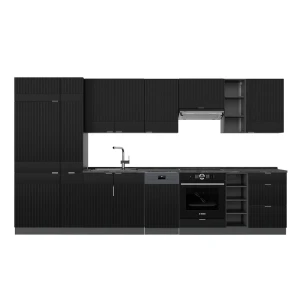 Køkkenrække Fame-Line Sort stribet/antracit 355 cm , BP Antracit Vicco