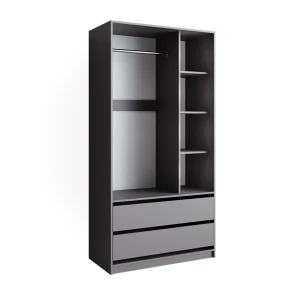 Garderobe Elmo Antracit 100 x 200 cm med 2 skuffer Vicco