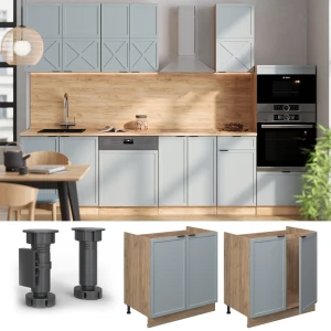 Spülenunterschrank Fame-Line Hellblau-grau 80 cm , AP Anthrazit livinity®