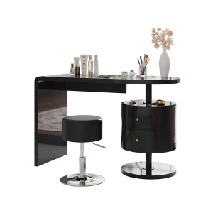 Schminktisch Lara Schwarz Hochglanz 120 cm 2 Schubladen Vicco